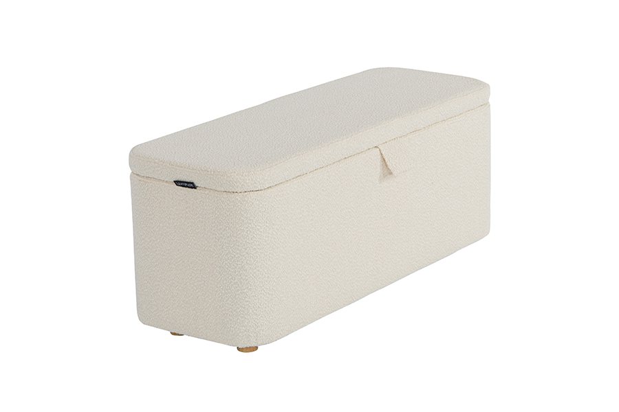 WSS977 Box Ottoman de Rangement en Toison d'Agneau Rembourré Rembourré