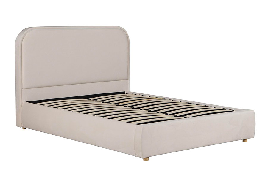 Tête de lit incurvée en bois 5032-1G, cadre de lit rembourré à LED