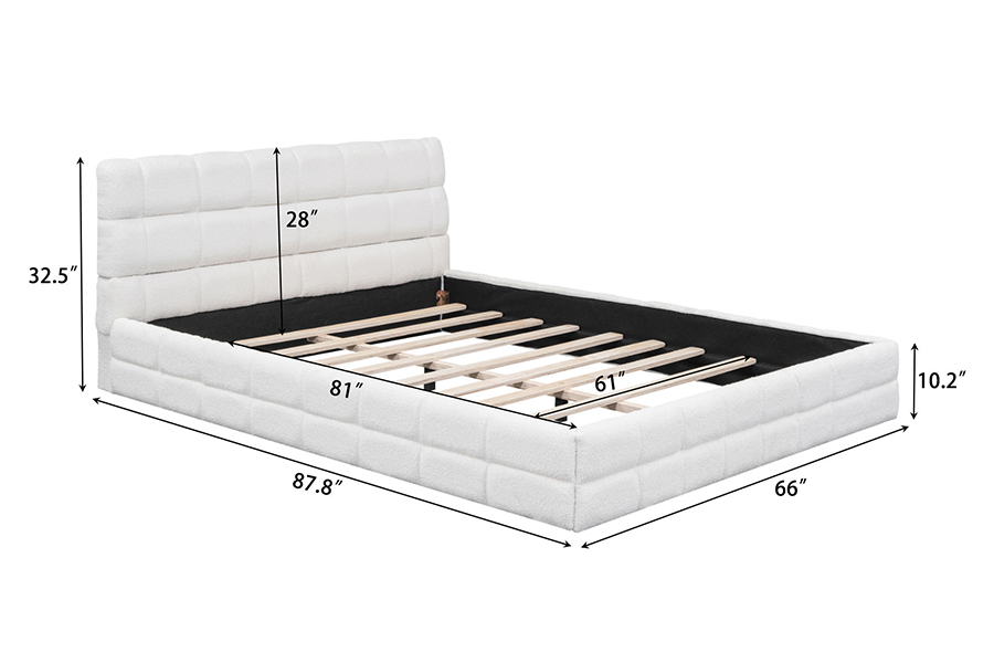Cadre de lit rembourré superposé gigogne de lit de plate-forme réglable de tissu de peluche de N20