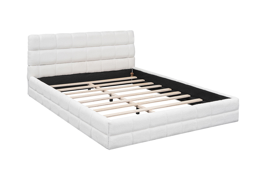 Cadre de lit rembourré superposé gigogne de lit de plate-forme réglable de tissu de peluche de N20