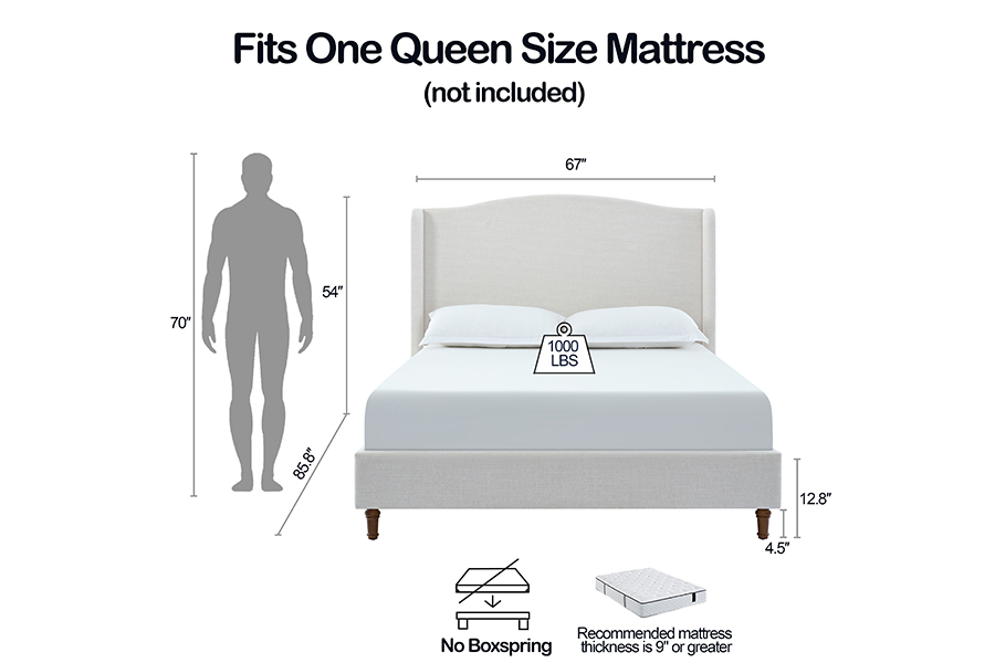 Dimensions du lit double King-size N4 Cadres de lit avec rangement rembourrés