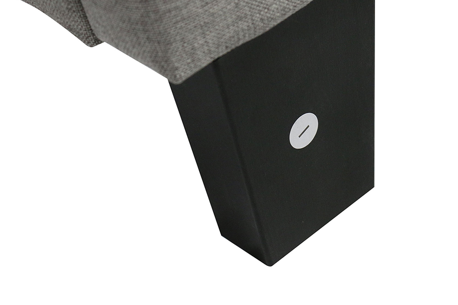 Lit rembourré avec tête de lit capitonnée à boutons en tissu gris N7