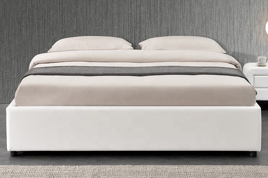 1151 Lit rembourré en lin design avec vérin à gaz ottoman