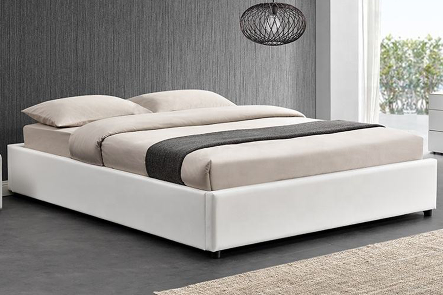 1151 Lit rembourré en lin design avec vérin à gaz ottoman