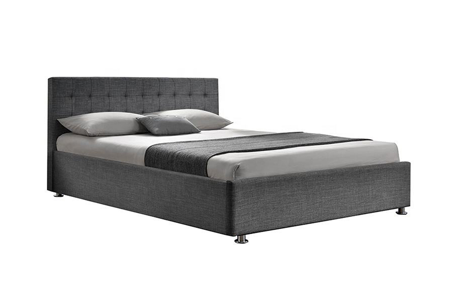 1151 Lit rembourré en lin design avec vérin à gaz ottoman