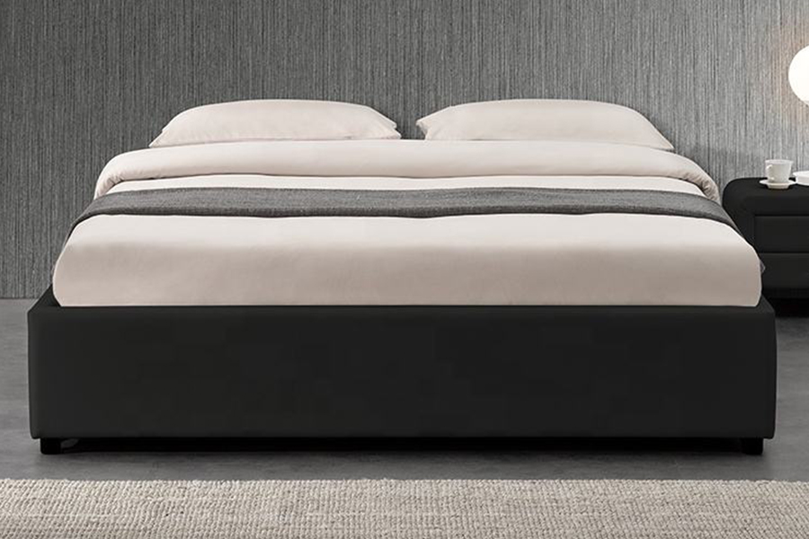 1151 Lit rembourré en lin design avec vérin à gaz ottoman