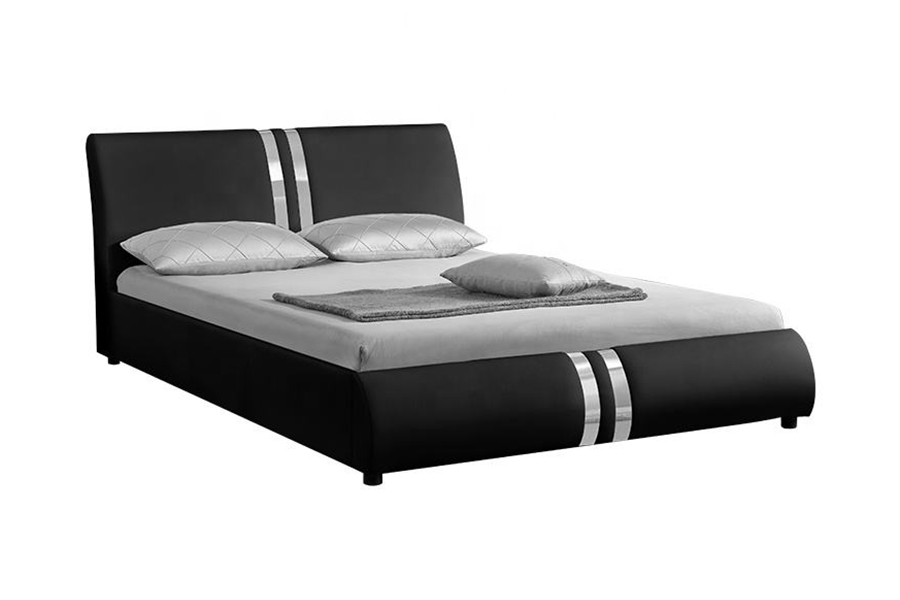 1143 Lit rembourré en cuir PU de style nordique moderne
