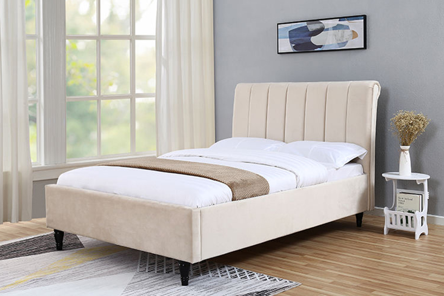 Tête de lit en tissu doux 1312, lit rembourré arrondi