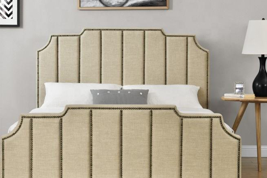 Lit rembourré avec cadre de lit double en tissu velours 1205