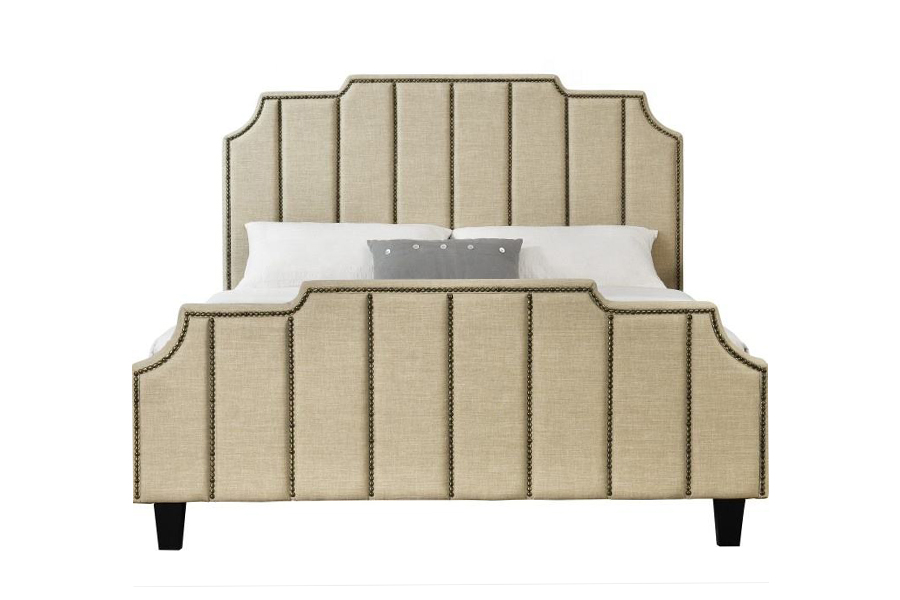 Lit rembourré avec cadre de lit double en tissu velours 1205
