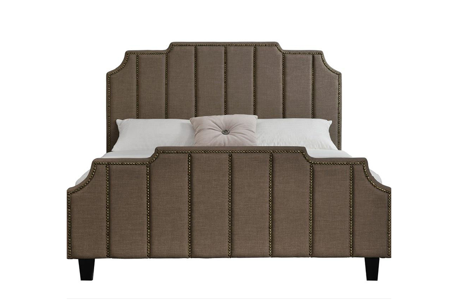 Lit rembourré avec cadre de lit double en tissu velours 1205