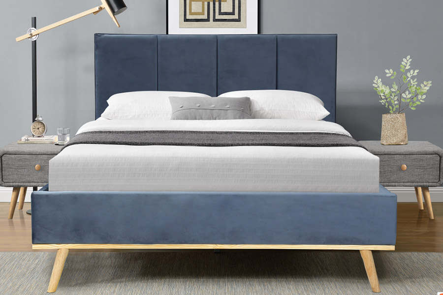 1457 Dernier lit rembourré en velours au design simple et moderne