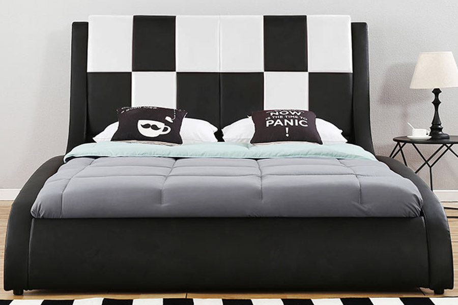 1443 Lit rembourré en cuir synthétique PU double king size