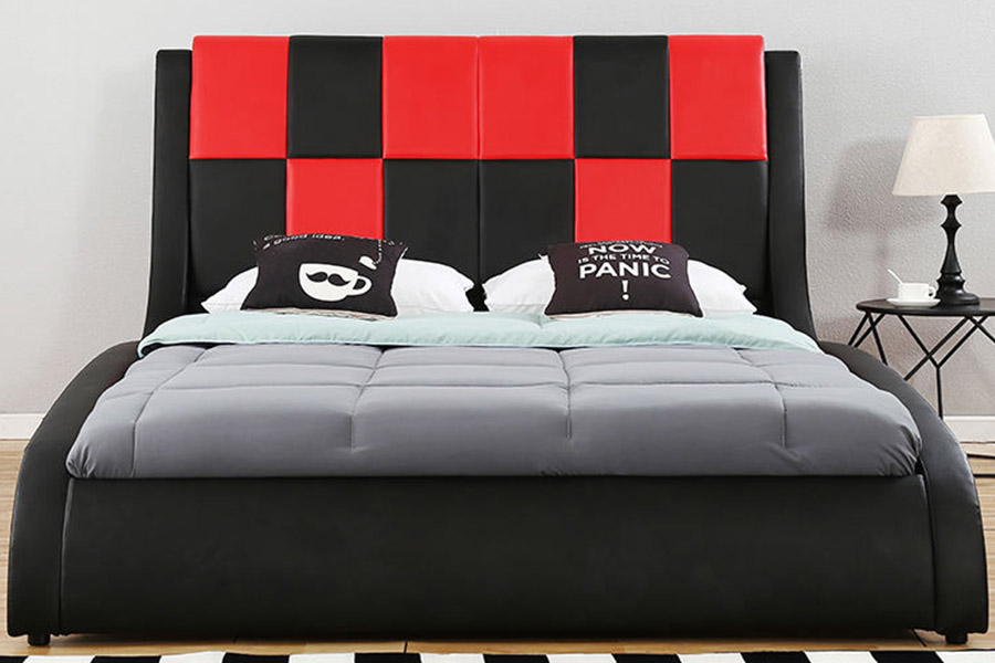 1443 Lit rembourré en cuir synthétique PU double king size