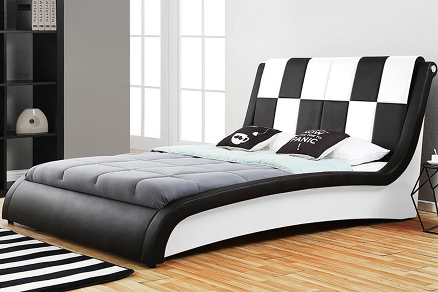 1443 Lit rembourré en cuir synthétique PU double king size