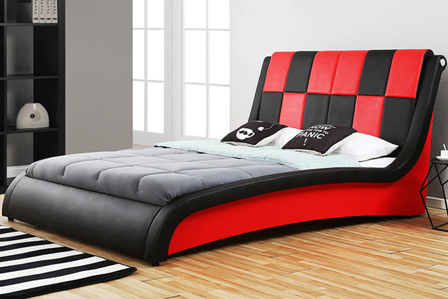 1443 Lit rembourré en cuir synthétique PU double king size