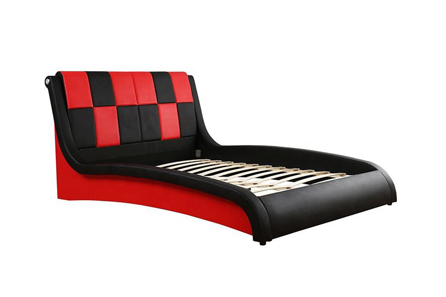 1443 Lit rembourré en cuir synthétique PU double king size