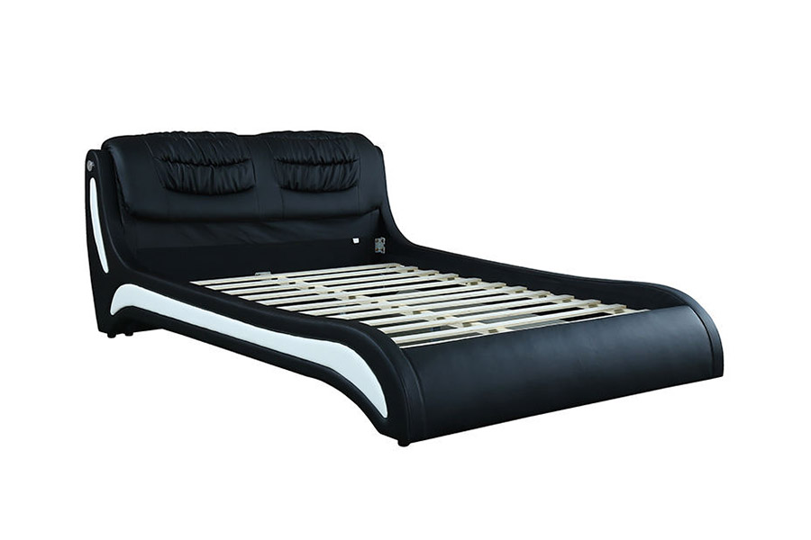 1441 Lit rembourré en cuir au design minimaliste moderne