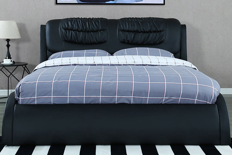 1441 Lit rembourré en cuir au design minimaliste moderne