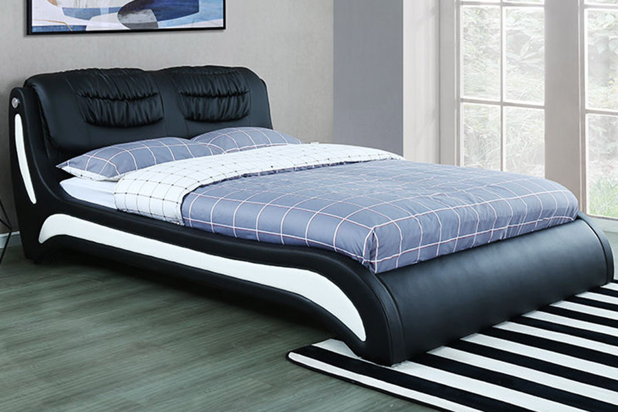 1441 Lit rembourré en cuir au design minimaliste moderne