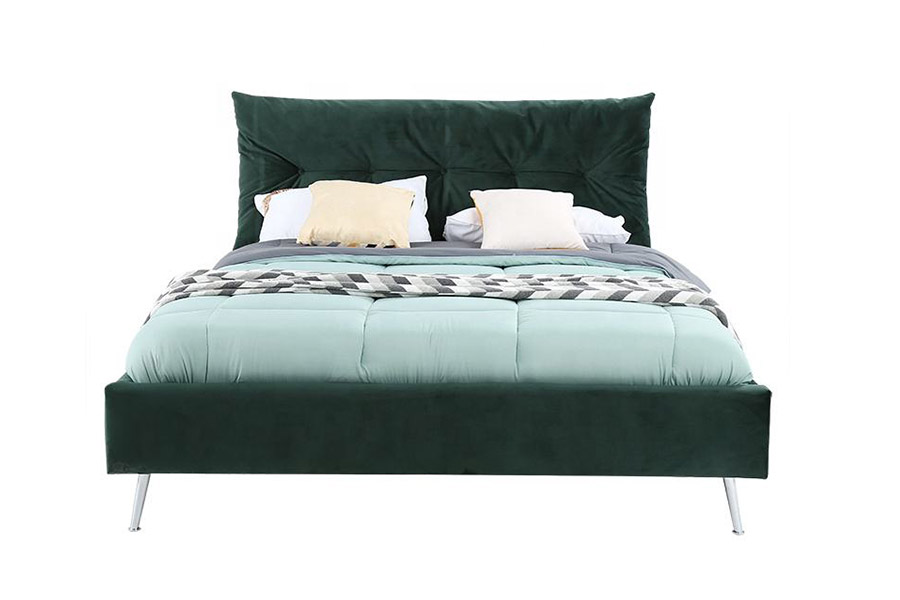 1392 Lit rembourré en tissu velours de style simple et moderne