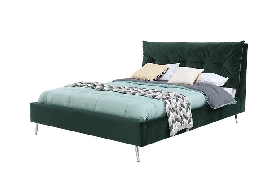 1392 Lit rembourré en tissu velours de style simple et moderne