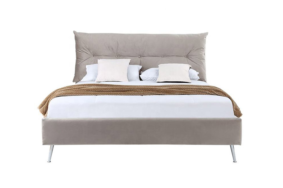 1392 Lit rembourré en tissu velours de style simple et moderne