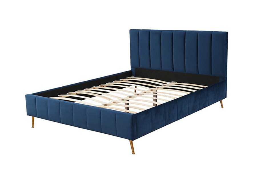 1382 Lit double de style moderne Lit rembourré en bois massif