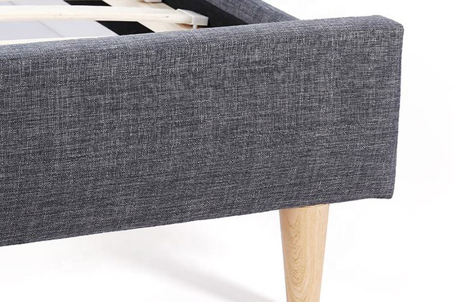 1380 Lits Scandinaves Lit Rembourré En Tissu Gris Foncé