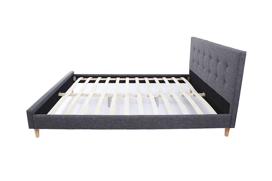 1380 Lits Scandinaves Lit Rembourré En Tissu Gris Foncé