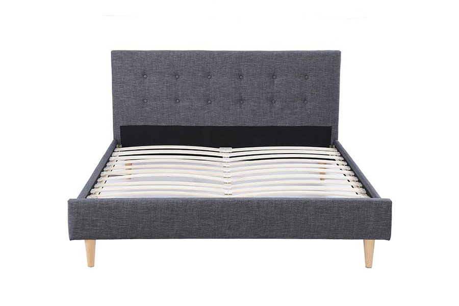 1380 Lits Scandinaves Lit Rembourré En Tissu Gris Foncé
