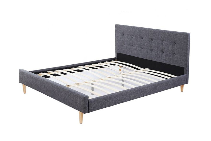 1380 Lits Scandinaves Lit Rembourré En Tissu Gris Foncé