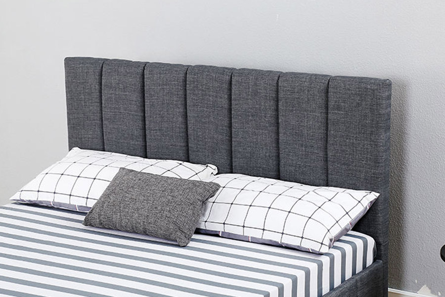 1333 Lit rembourré en tissu peluche gris moderne