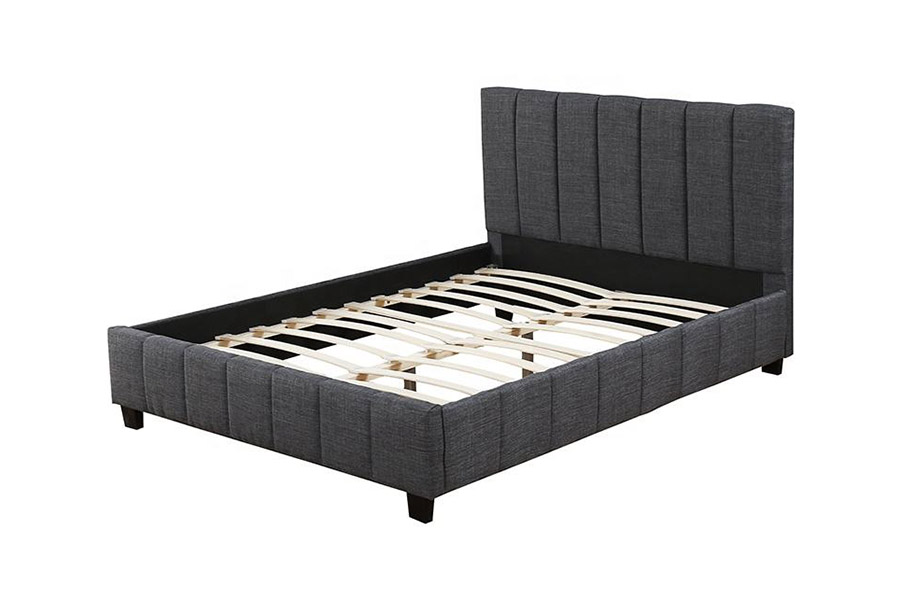 1333 Lit rembourré en tissu peluche gris moderne