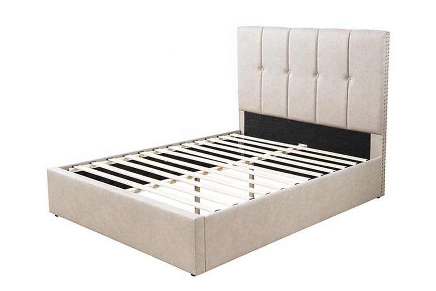 Lit rembourré King Size en tissu doux, design à boutons, 1616