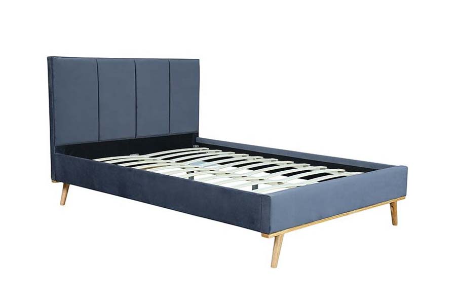 Lit double en tissu 1495, cadre de lit durable, lit rembourré