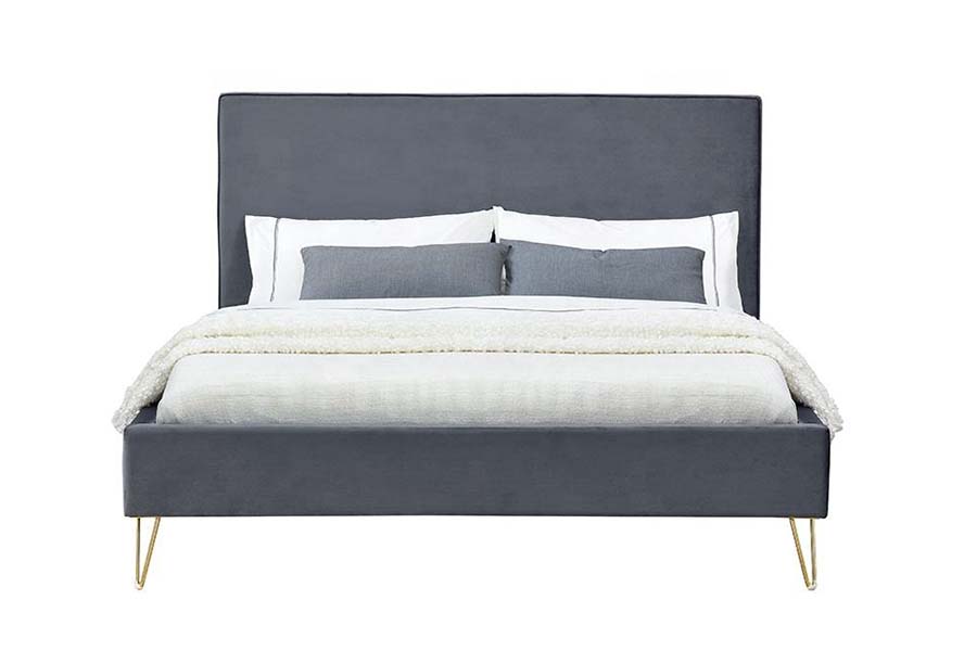 Lit plateforme en tissu velours coloré 1476, lit rembourré