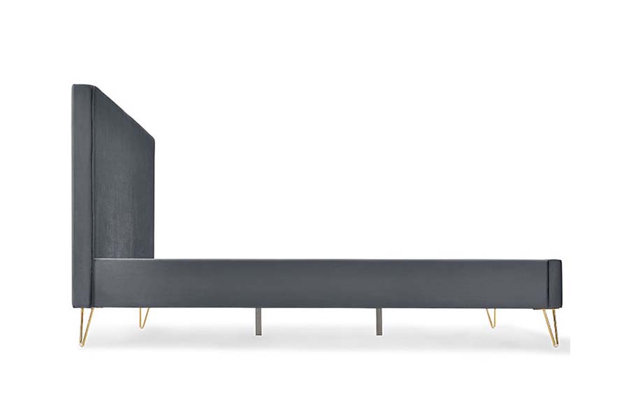 Lit plateforme en tissu velours coloré 1476, lit rembourré