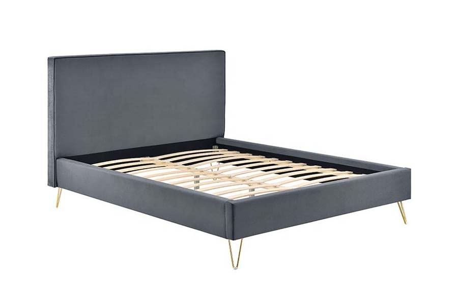Lit plateforme en tissu velours coloré 1476, lit rembourré