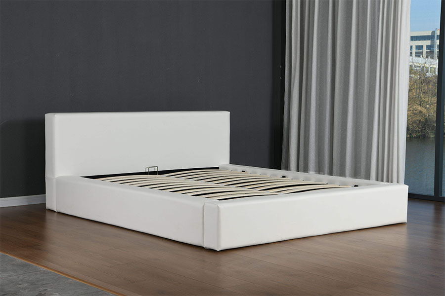 4246 Cadre de lit de rangement scandinave minimaliste en simili cuir