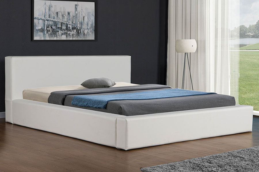 4246 Cadre de lit de rangement scandinave minimaliste en simili cuir