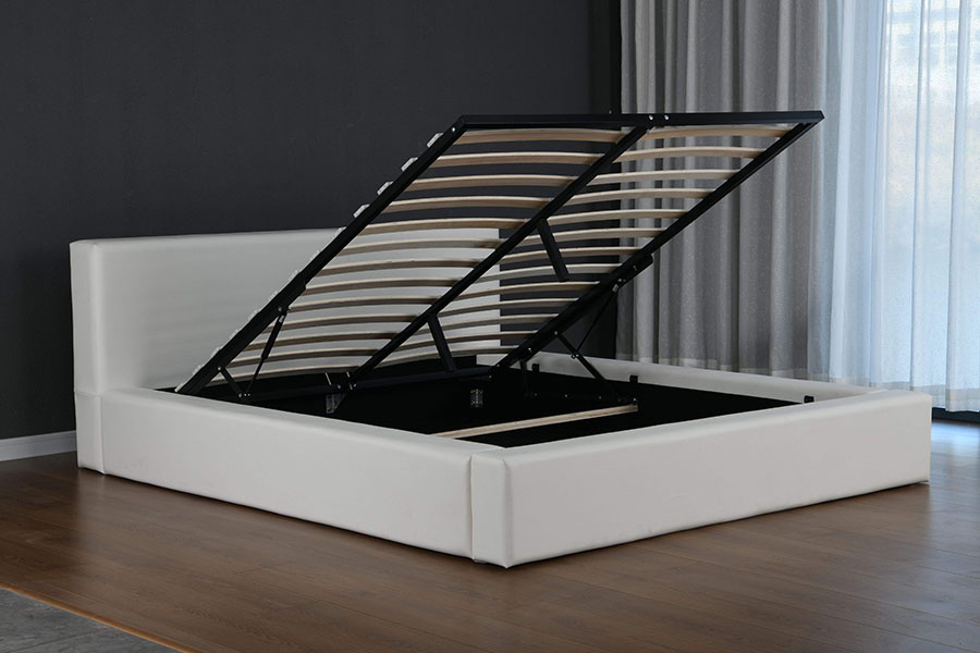 4246 Cadre de lit de rangement scandinave minimaliste en simili cuir