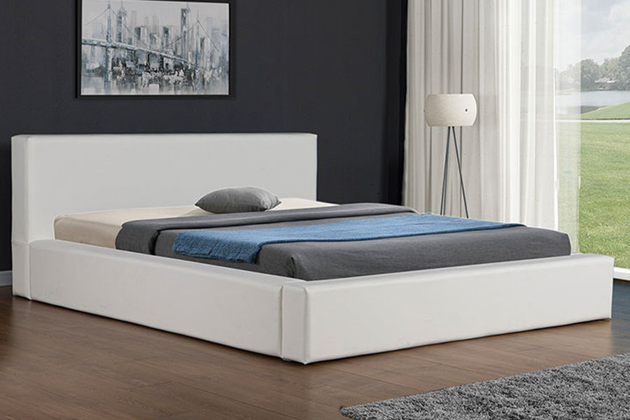 4246 Cadre de lit de rangement scandinave minimaliste en simili cuir