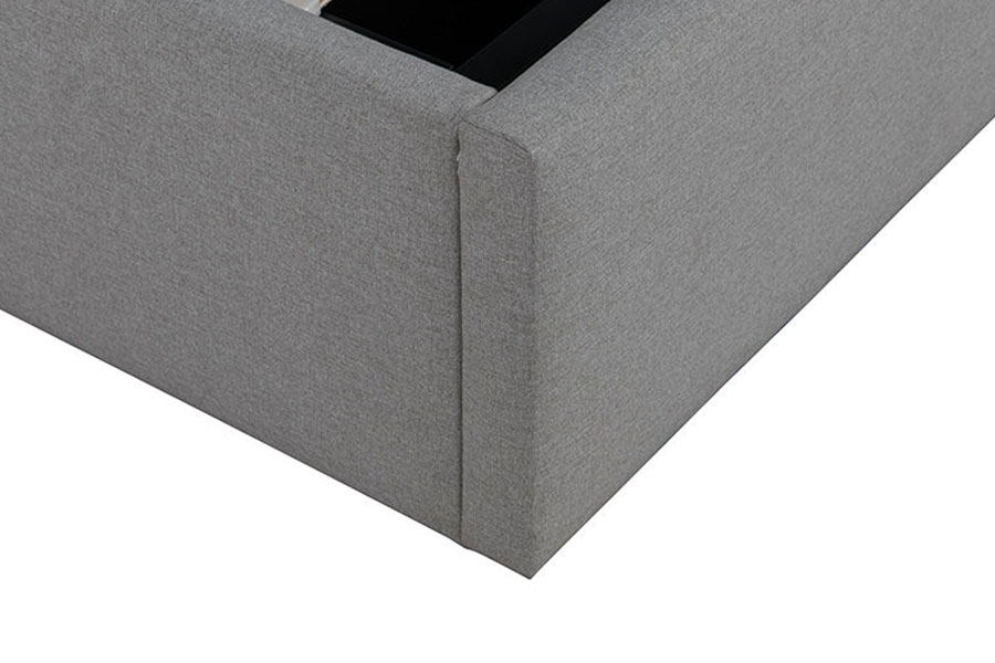 Cadre de lit rembourré avec rangement relevable en tissu de lin 4242