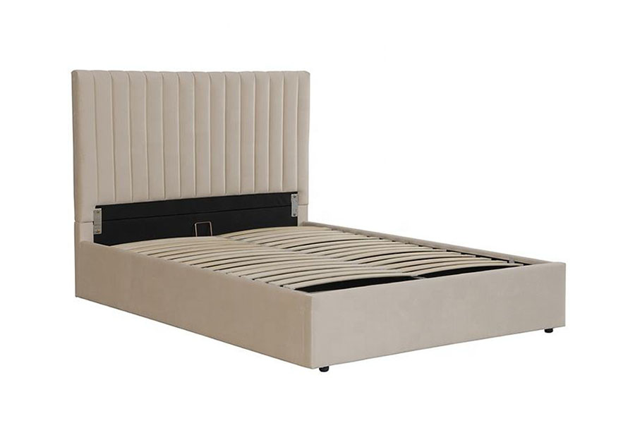 Cadre de lit de rangement ottoman en velours de luxe léger 4088
