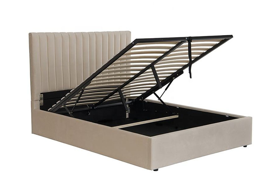 Cadre de lit de rangement ottoman en velours de luxe léger 4088