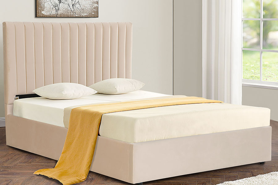 Cadre de lit de rangement ottoman en velours de luxe léger 4088
