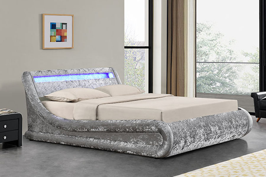 1138-1G Lit en cuir PU avec vérin à gaz LED en forme de vague