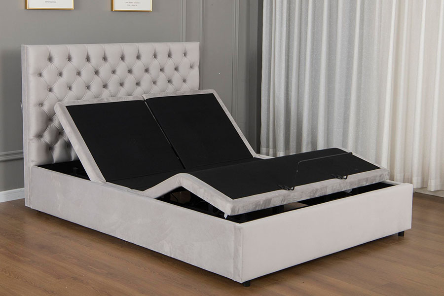 Cadre de lit de rangement en velours gris réglable électrique 4963