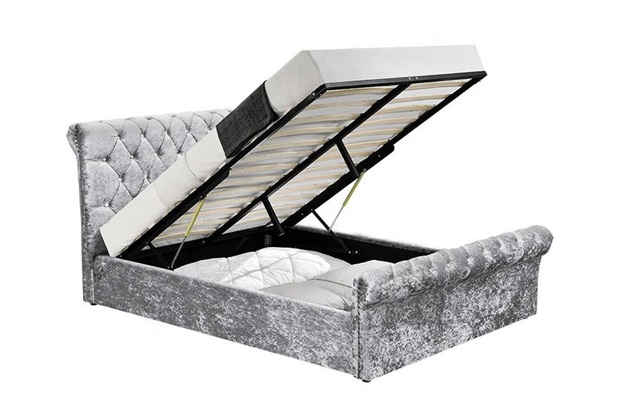 1153G Lit de rangement ottoman en cristal et velours écrasé Chesterfield
